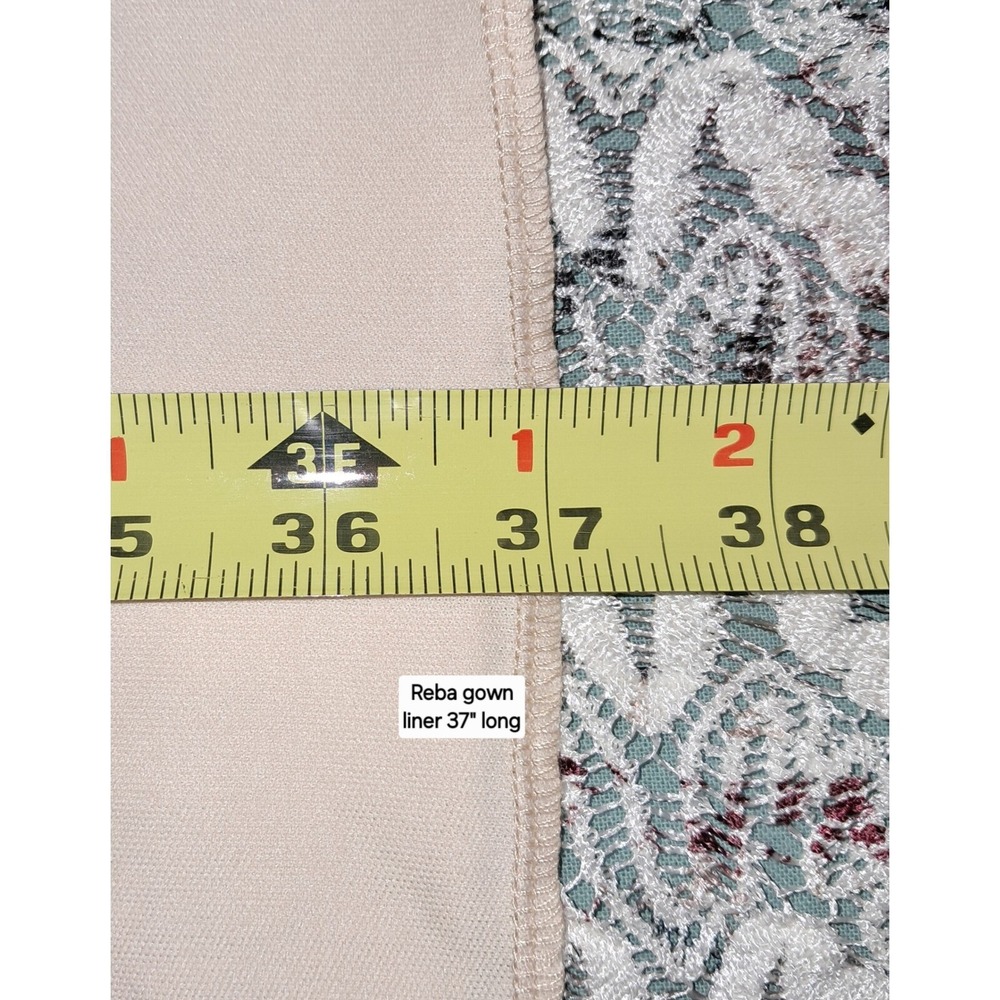 Reba Dress, Nude w/Lace Multicolor Overlay, Size M, 53‎ in Long - Picture 7 of 11